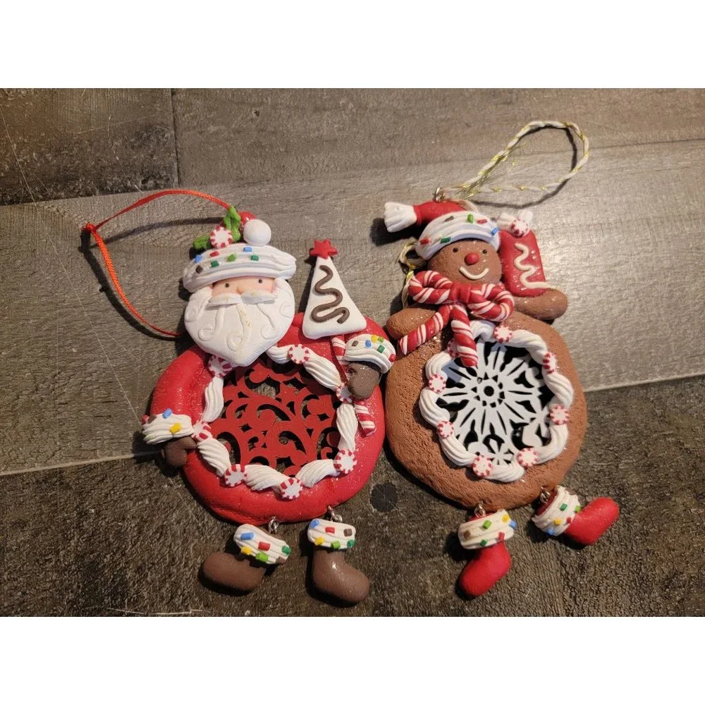 Santa Gingerbread candy‎ sprinkle snowflake set ornament xmas